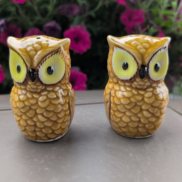 Other - Owl Salt And Pepper Shakers Wide Eyed Clean 3 inch